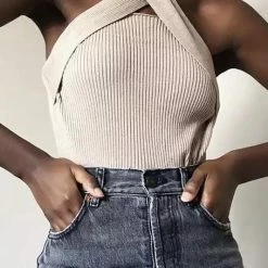 Jessica Bara Josephine Knitted Criss Crosss Halter Tank Top Reve Doll Essentials