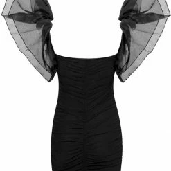 Jessica Bara Fallon Puff Sleeve Ruched Mini Dress Influencer Style
