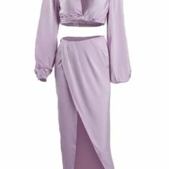 Jessica Bara Radika Long Sleeve Crop Top And Maxi Skirt Two Piece Set Summer Lovin'