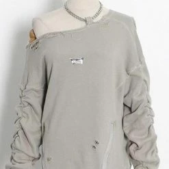 Reve Doll Essentials Jessica Bara Demi Cold Shoulder Chain Choker Sweatshirt