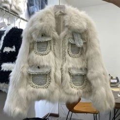 Jessica Bara Domenica Fur And Pearl Pocket Jacket