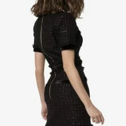 Jessica Bara Lena Tweed Gold Button Mini Dress