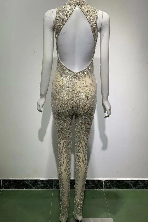 The Event Shop Jessica Bara Rogue Sequin Open Back Jumpsuit