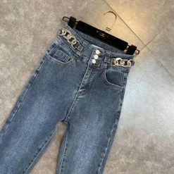 Jessica Bara Leah High Waisted Chain Belt Skinny Jeans