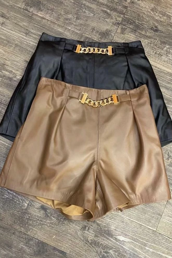 Reve Doll Essentials Jessica Bara Savannah Metal Chain Leather Shorts