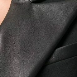 Jessica Bara Donatella Leather Trim Gold Button Blazer