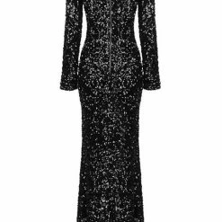 Jessica Bara Spencer Irregular Mesh Cut Out Sequin Gown