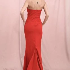 Jessica Bara Gillian Strapless Leg Slit Gown Dresses