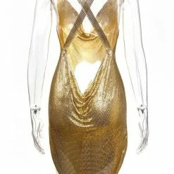 The Event Shop Jessica Bara Celine Metal Chain Mini Dress