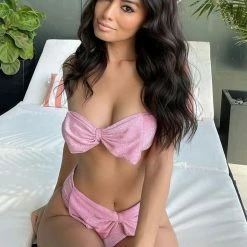 Jessica Bara Hunter Bow High Waisted Bikini Set Influencer Style