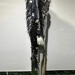 Influencer Style Jessica Bara Azariah Long Feather Sleeve Sequin Gown