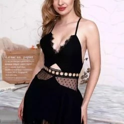 Jessica Bara Lydia Lace Mesh Mini Dress Dresses