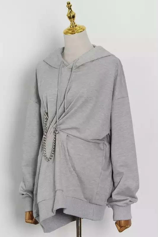 Jessica Bara Mikayla Oversized Pinned Chain Sweatshirt