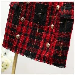 Reve Doll Essentials Jessica Bara Edalene High Waisted Tweed Gold Button Mini Skirt