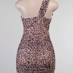 Dresses Jessica Bara Topaz Leopard One Shoulder Mini Dress