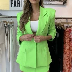 Kelsey Adams Jessica Bara Lana Oversized Fluorescent Blazer