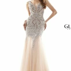 The Event Shop Colors Dress Beaded Mesh Mermaid Evening Gown