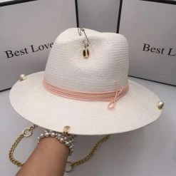 Summer Lovin' Jessica Bara Mae Safety Pin Straw Chain Hat