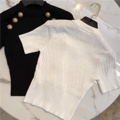 Reve Doll Essentials Jessica Bara Desire High Neck Short Sleeve Top