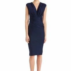 Reve Doll Essentials Jessica Bara Reese Draped Bodycon Midi Dress