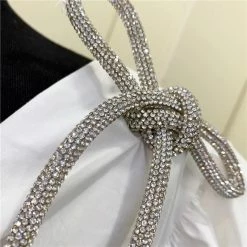 Jessica Bara Nevin Rhinestone Bowknot Puff Sleeve Mini Dress Reve Doll Essentials