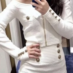 Jessica Bara Derrick Knit Top And Skirt Two Piece Set Birthday Suit