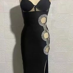 Jessica Bara Filippa Bandage Crystal Midi Dress