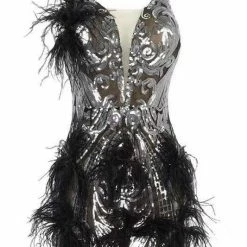 Jessica Bara Paloma Sequin Feather Mini Dress