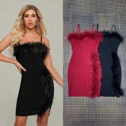 Jessica Bara Heather Bandage Feather Mini Dress The Event Shop