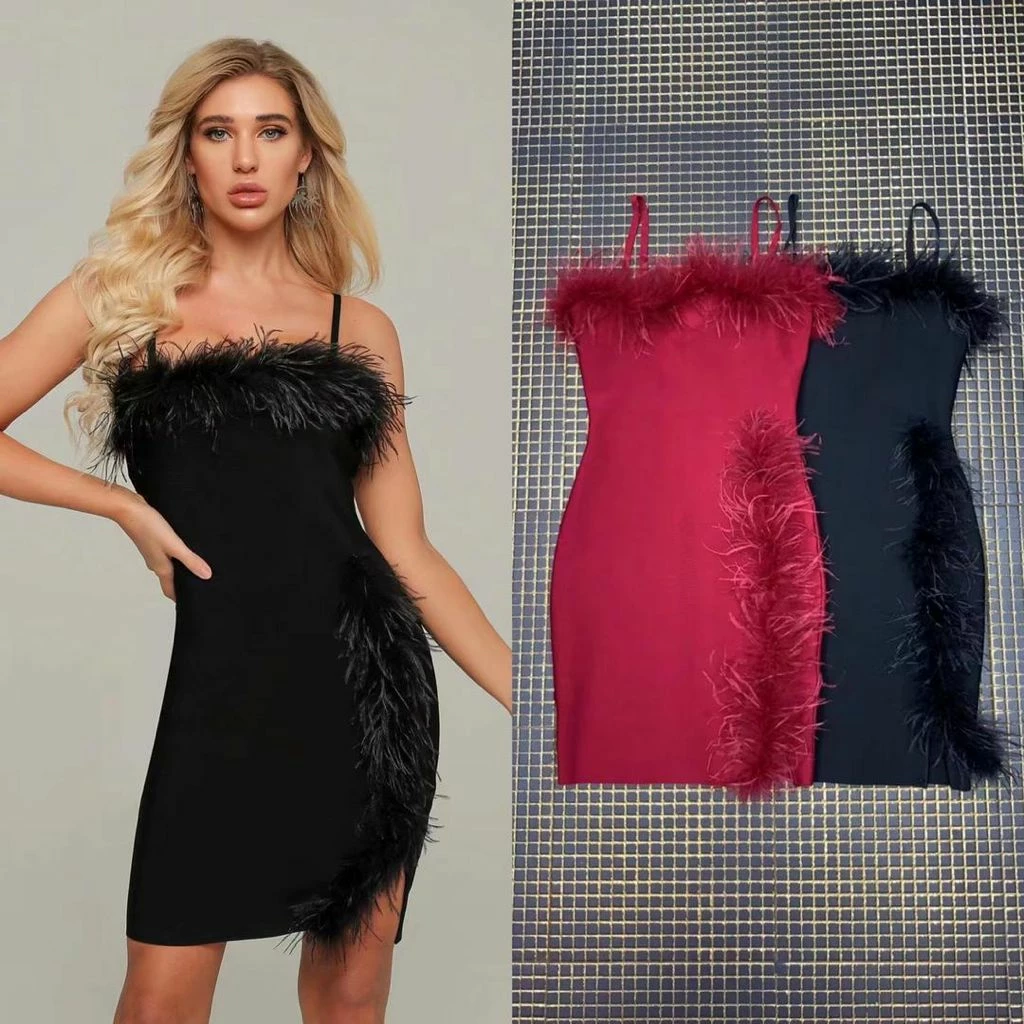 Jessica Bara Heather Bandage Feather Mini Dress The Event Shop