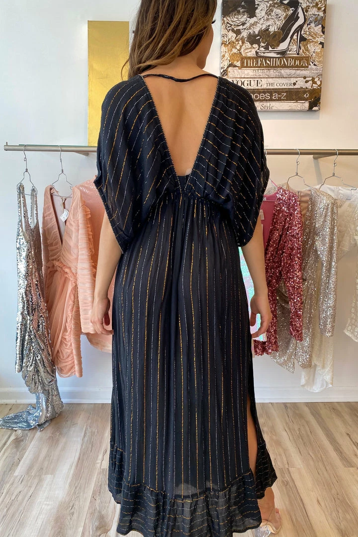 Summer Lovin' America And Beyond Metallic Striped Kimono
