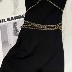 Birthday Suit Jessica Bara Ginette Chain Strappy Halter Mini Dress