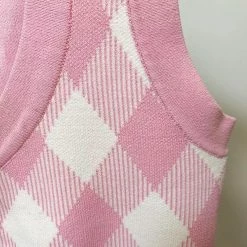 Jessica Bara Daphney Pink Plaid Tank Top And Skirt Two Piece Set