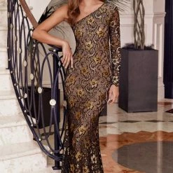 Baccio Couture Baccio Luciana One Shoulder Crystal Lace Gown The Event Shop