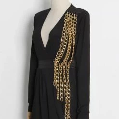 Jessica Bara Chauncey Long Sleeve Chain Mini Dress