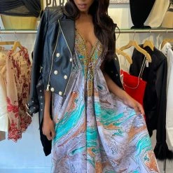 Kareena Maldives Halter Neck Embellished Maxi Dress