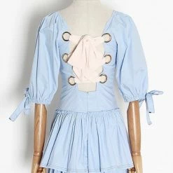 Jessica Bara Julian Lace Up Back Ruffle Mini Dress