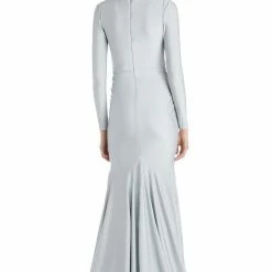 Jessica Bara Selene Long Sleeve V Neck Draped Gown The Event Shop