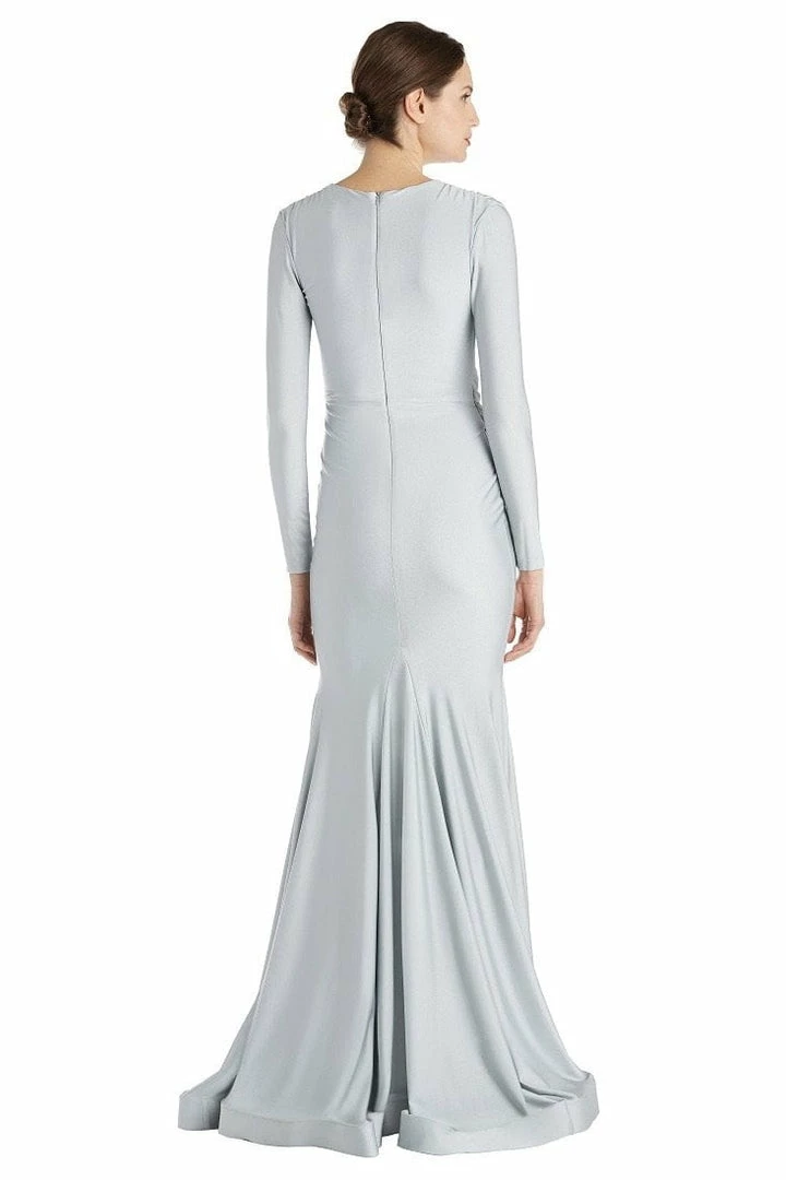 Jessica Bara Selene Long Sleeve V Neck Draped Gown The Event Shop