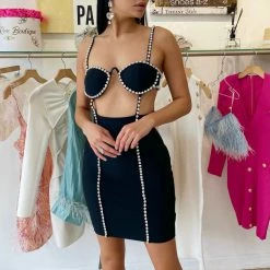 Jessica Bara Estefania Crystal Cut Out Mini Dress Birthday Suit