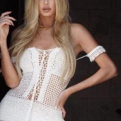 Jessica Bara Carlton Crochet One Piece Cover Up Influencer Style