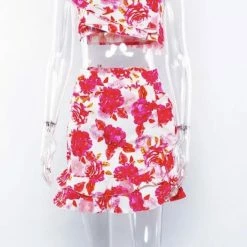 Summer Lovin' Jessica Bara Alexander Floral Crop Top And Skirt Two Piece Set