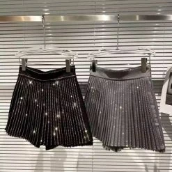 Jessica Bara Lennyx Rhinestone Pleated Shorts