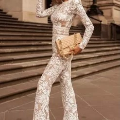 Jessica Bara Astoria Long Sleeve Lace Jumpsuit The Event Shop