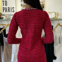 Jessica Bara Kassandra Long Sleeve Knit Bow Mini Dress