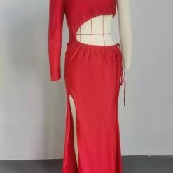 Jessica Bara Kash One Shoulder Cut Out Gown