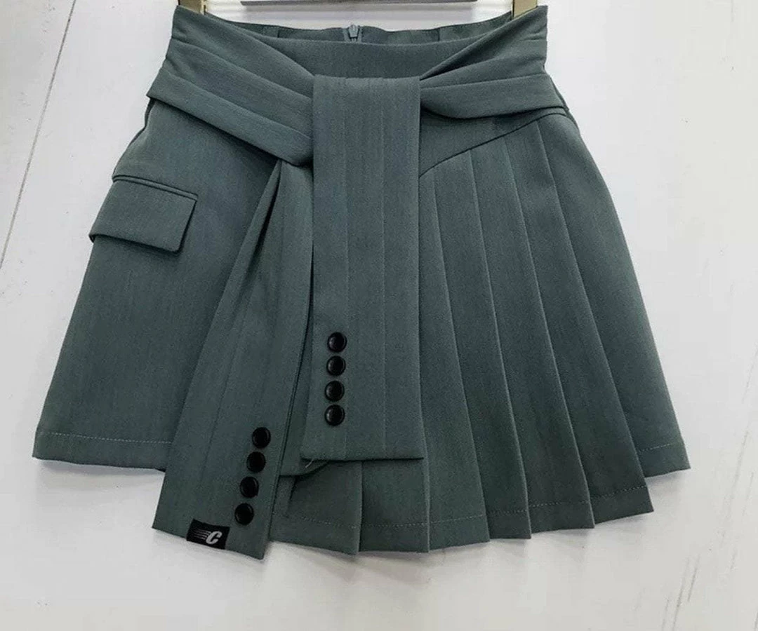 Jessica Bara Chelsie Tie Pleated Mini Skirt Bottoms