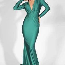Influencer Style Jessica Bara Brunney Long Sleeve Gown