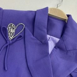 Jessica Bara Steph Crystal Heart Blazer And Skort Two Piece Set