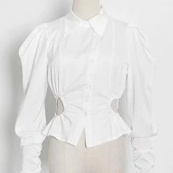 Tops Jessica Bara Hannah Puff Sleeve Cut Out Top